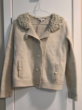 GAP 100% Wool Cream Knit Cardigan - Textured Collar - Style 17897 ❤️‍🔥
